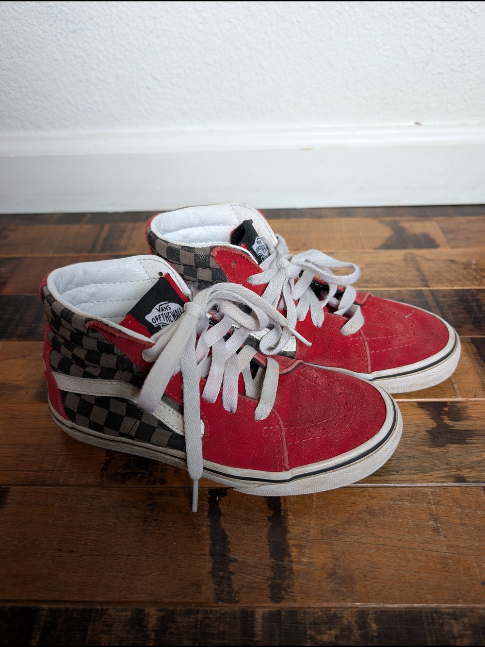 Vans Kids' Red Checkerboard High-Top Skate Shoes